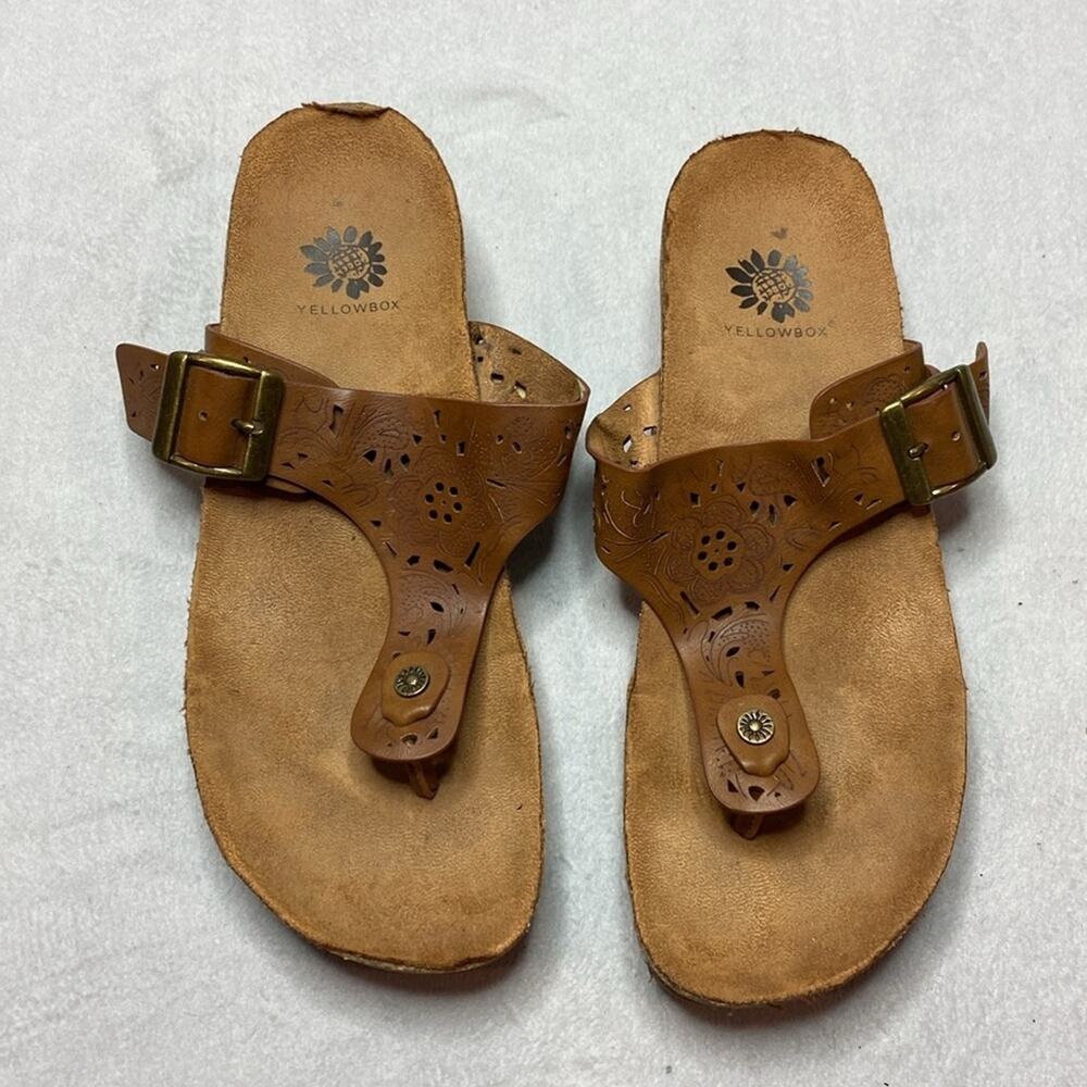 Yellow Box brown leather sandals size 8 - Picture 2 of 5